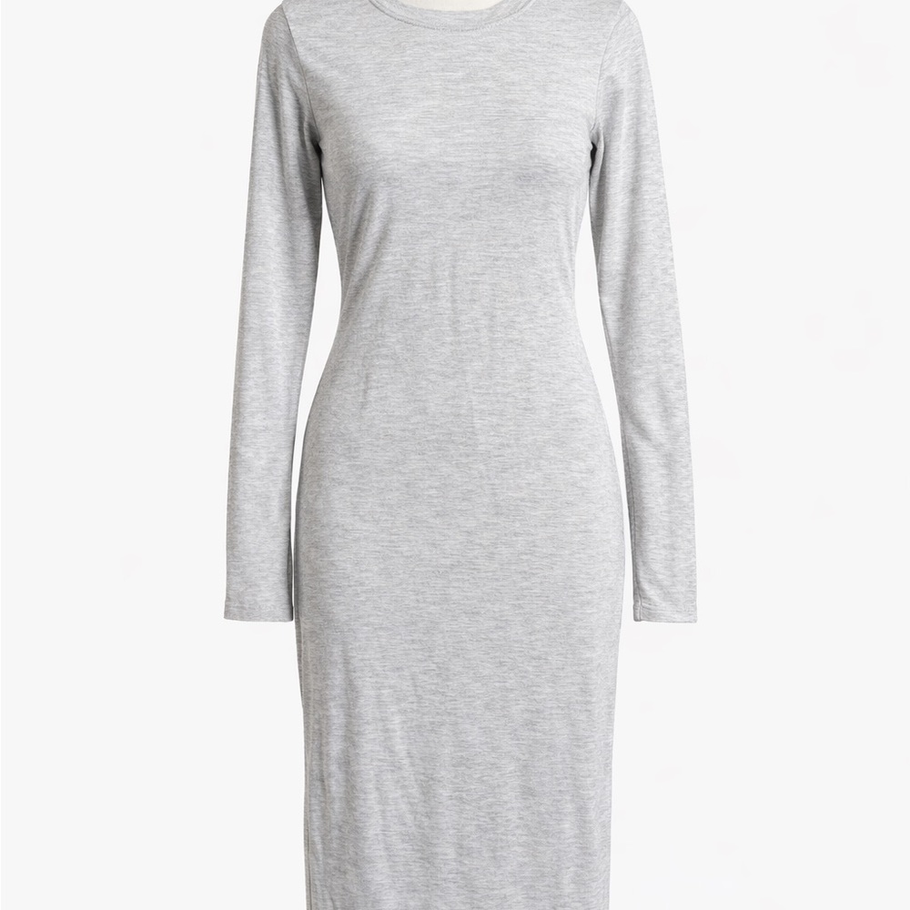 Forever 21 Light Gray Long Sleeve Bodycon Midi Dress Size Small